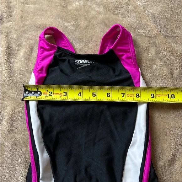 SPEEDO NWOT Pink and Black Racerback Full Coverage One Piece Swimsuit - Size 4 - Picture 11 of 11